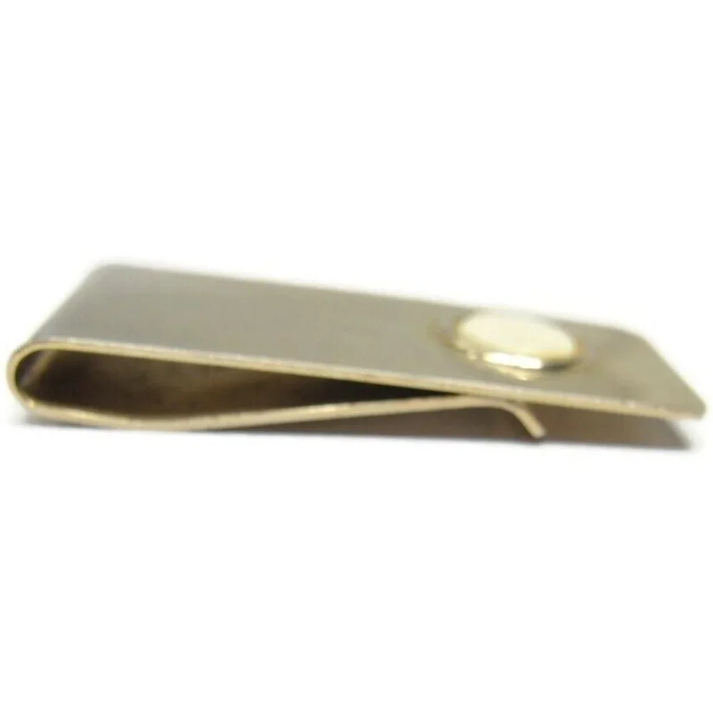Vintage Money Clip Gold Tone MOP Men Wallet ID Credit Card Holder